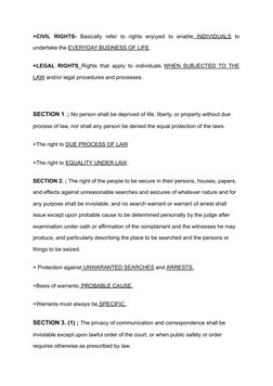 Summary of Philippine Bill of Rights | PDF | Search And Seizure ...