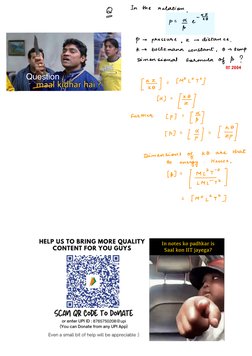 8765750208@upi
In notes ko padhkar is
Saal kon IIT jayega?
Question
IIT 2004
§
In
the
relation
.
p=
a- e- ¥0
p
p
→
pressure
,