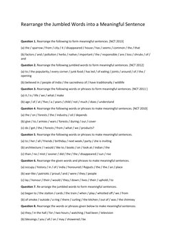 Jumbled Words Sentence Rearrangement | PDF | Foods
