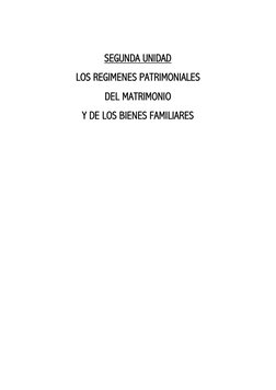  
SEGUNDA UNIDAD 
LOS REGIMENES PATRIMONIALES  
DEL MATRIMONIO 
Y DE LOS BIENES FAMILIARES 
 
 
 
