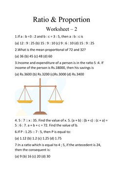 Grade 8 Ratio & Proportion Worksheets | PDF | Ratio | Area