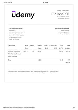Extended Learning Invoice Course Invoice | PDF