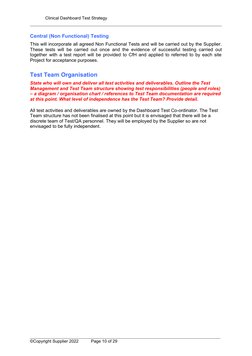 Clinical Dashboard Test Strategy
Central (Non Functional) Testing
This will incorporate all agreed Non Functional Tests and w