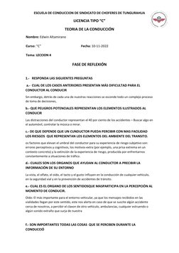 ESCUELA DE CONDUCCION DE SINDICATO DE CHOFERES DE TUNGURAHUA 
LICENCIA TIPO “C” 
TEORIA DE LA CONDUCCIÓN 
Nombre: Edwin Altam