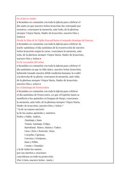 En el jueves Santo
♦ Reunidos en comunión con toda la Iglesia para celebrar el
día santo en que nuestro Señor Jesucristo fue