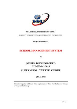 i | P a g e  
 
 
 
 
MULTIMEDIA UNIVERSITY OF KENYA 
FACULTY OF COMPUTING & INFORMATION TECHNOLOGY 
 
PROJECT PROPOSAL 
 
SC