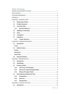 v | P a g e  
 
Table of Contents 
SCHOOL MANAGEMENT SYSTEM .................................................................