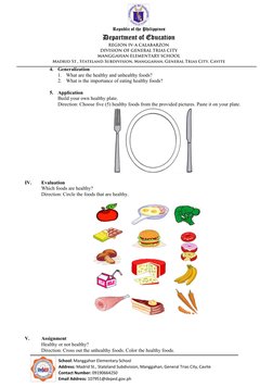 Healthy vs Unhealthy Foods Lesson Plan | PDF | Foods | Lesson Plan