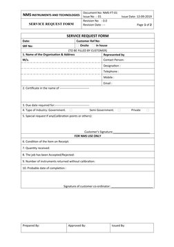 Nms Form Template.pdf NMS Service Request Form Overview | PDF | Calibration