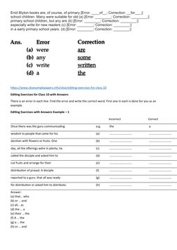 Class 10 Editing Exercises with Answers | PDF | Teaching Methods ...