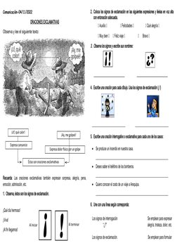 Comunicación-04/11/2022
ORACIONES EXCLAMATIVAS
Observa y lee el siguiente texto:
Recuerda:  Las  oraciones  exclamativas  tam