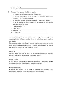 iii. Hebreos 13:17_____________________________________ 
 
II. 
Compartiré la responsabilidad de mi Iglesia: 
- 
Al orar por
