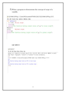 3 
 
3. Write a program to demonstrate the concept of scope of a 
variable.  
 
OUTPUT 
 

