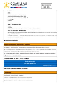Vocabulario 
Cultura
Unidad 8:
De viaje: en el aeropuerto, en el taxi y en el hotel 
Los pronombres personales afijos الـضمائ