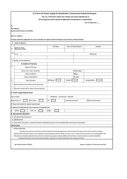 Msedcl Forms.pdf MSEDCL A1 Form for New Connection | PDF