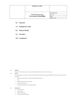 Excavation and Backfilling Method Statement | PDF | Specification ...