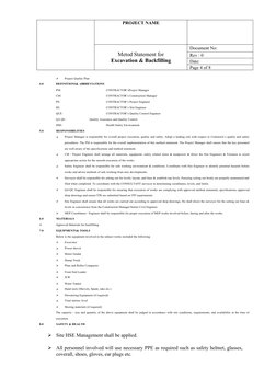 Excavation and Backfilling Method Statement | PDF | Specification ...