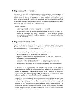 Funciones de Brigadas Escolares | PDF | Primeros auxilios | Salón de clases
