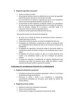 Funciones de Brigadas Escolares | PDF | Primeros auxilios | Salón de clases