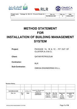 BMS Installation Method Statement | PDF | Safety | Electrical Wiring