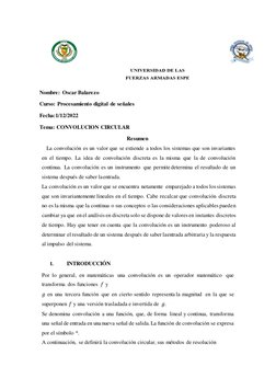 Nombre: Oscar Balarezo 
Curso: Procesamiento digital de señales  
Fecha:1/12/2022 
Tema: CONVOLUCION CIRCULAR