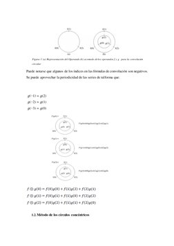 Figura 1 (a) Representación del Operando (b) acomodo de los operandos f y g para la convolución 
circular 
Puede notarse qu