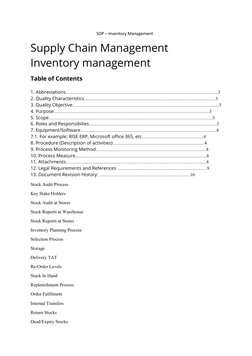 SOP – Inventory Management
Supply Chain Management 
Inventory