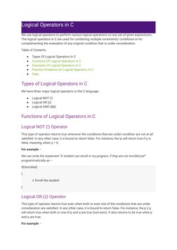 Logical Operators in C Programming | PDF | Logic | Mathematical Logic