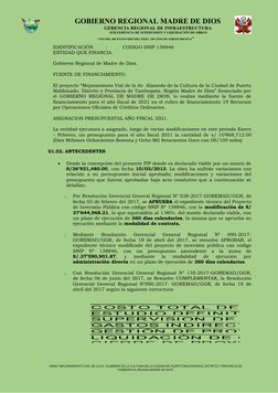 GOBIERNO REGIONAL MADRE DE DIOS
                     GERENCIA REGIONAL DE INFRAESTRUCTURA
                               SUB