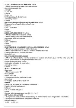 ALTURA DE LAS LEVAS DEL ARBOL DE LEVAS 
1. Medir la altura de las levas del árbol de levas. 
Altura de levas estándar: 
Adm