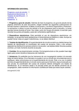 INFORMACIÓN ADICIONAL
Programa y guía de estudio
1
Dispositivos electrónicos
2
Tarjetas de identificación
3
Comidas
4
Asisten