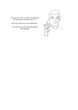 The sign for "aunt" is made by first shaping 
the right hand to form the letter "A."  
Hold your hand close to your right che