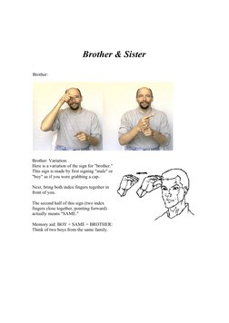 Brother & Sister
Brother:
Brother: Variation:
Here is a variation of the sign for "brother." 
This sign is made by first sign