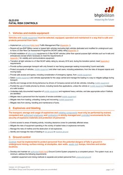 BHP Fatal Risk Control Standards | PDF | Dangerous Goods | Traffic