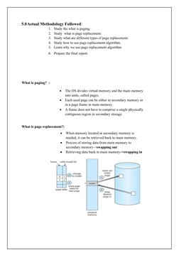 5.0Actual Methodology Followed:
1. Study the what is paging.
2. Study what is page replacement.
3. Study what are different t