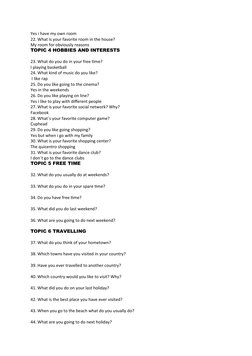 KET Speaking Part 1 Guide | PDF | Lunch | Food And Drink