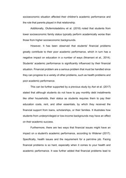 socioeconomic situation affected their children's academic performance and
the role that parents played in that relationship.