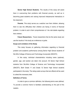 Senior High School Students. The results of this study will assist
them  in  overcoming  their  problems  with  financial  po