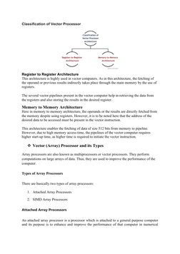 Classification of Vector Processor
Register to Register Architecture
This architecture is highly used in vector computers. As