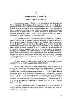 2
SERMÓN SOBRE EFESIOS 1:3-6
"En los lugares celestiales"
          La porción de nuestra reflexión hoy se podría llamar una
