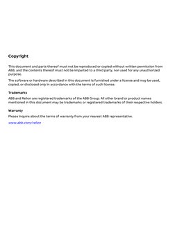 Copyright
This document and parts thereof must not be reproduced or copied without written permission from
ABB, and the conte