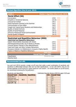 Module 4 New Algorithm ADOS-2 Module 4 Revised Algorithm Guide | PDF | Behavioural Sciences ...