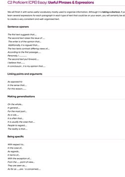 C2 Essay Writing: Key Phrases & Tips | PDF | Language Arts & Discipline