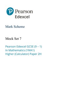 Mock Set 7 1MA1 2H Mark Scheme | PDF | Mathematical Objects | Mathematics