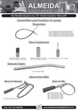 Acessórios para bombas de graxa
Acessórios para bombas de graxa
Mangueiras
Mangueiras
20.603 - Mangueiras de 30cm para balde