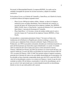 6
Provincial, la Municipalidad Distrital y la empresa REPSOL, las cuales son las 
entidades encargadas de ejecutar las accion
