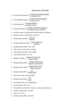 Essential Economics Formulas Guide | PDF | Teaching Methods & Materials