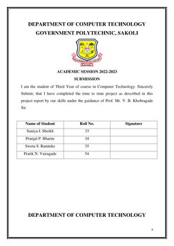 3 
 
DEPARTMENT OF COMPUTER TECHNOLOGY 
GOVERNMENT POLYTECHNIC, SAKOLI 
 
ACADEMIC SESSION 2022-2023 
SUBMISSION 
I am the st
