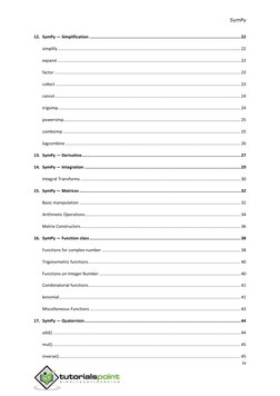 SymPy       
 
 
 
iv 
 
12. SymPy ― Simplification .........................................................................