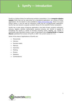SymPy       
 
 
 
1 
 
SymPy is a Python library for performing symbolic computation. It is a computer algebra 
system (CAS)